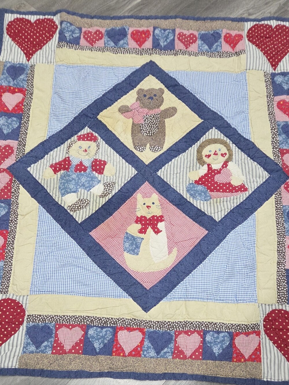 Vtg Sunham Home Raggedy Ann & Andy Patchwork Quilt